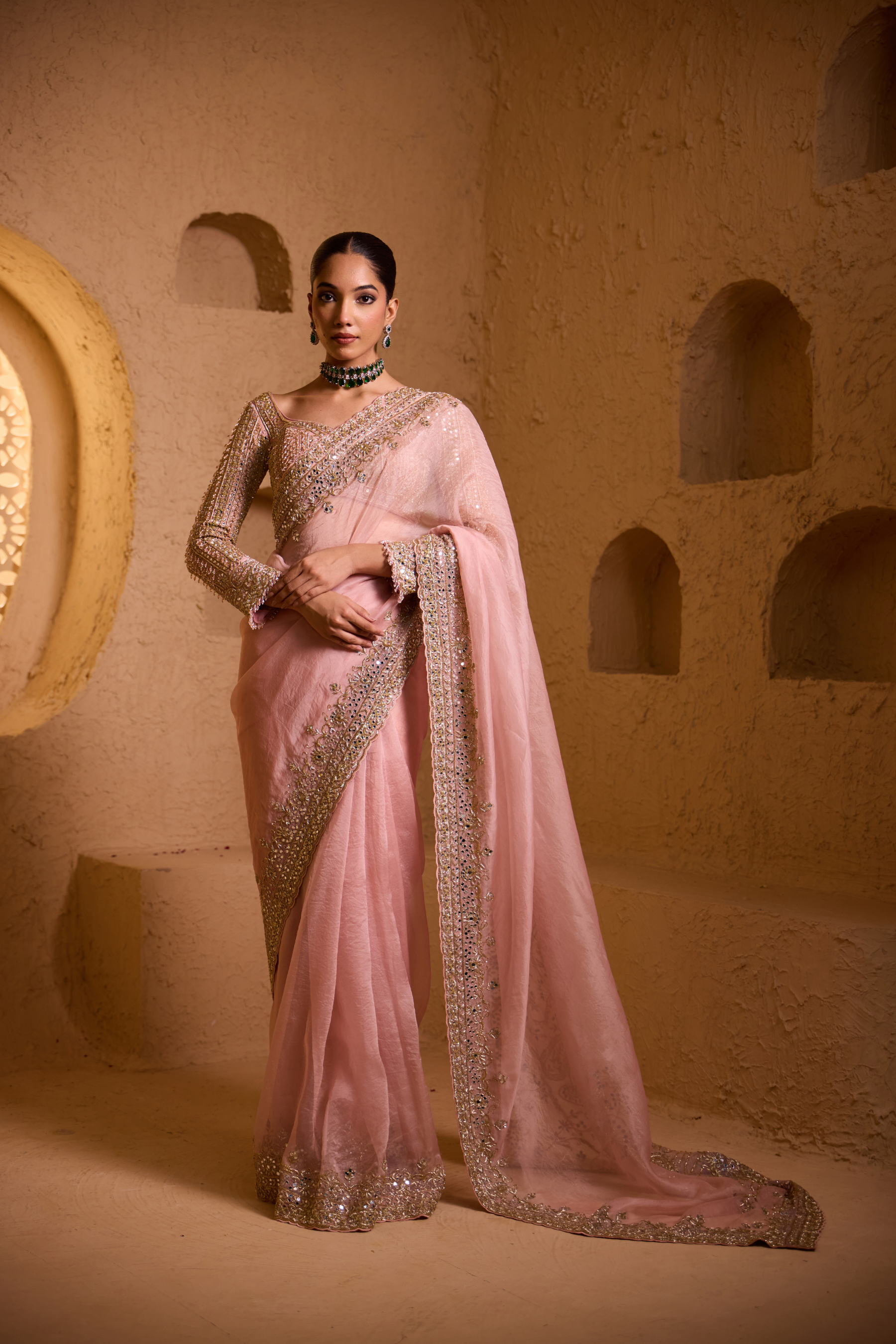 CHANDRIMA – Blush Pink Silk Organza Saree CHANDRIMA – Blush Pink Silk Organza Saree
