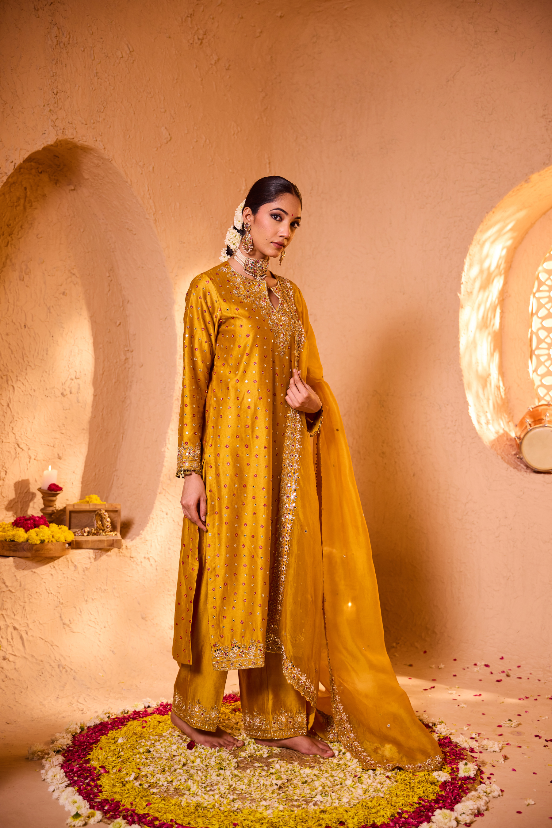 SAANJH – Sunset Mustard Silk Chanderi Kurta Set SAANJH – Sunset Mustard Silk Chanderi Kurta Set