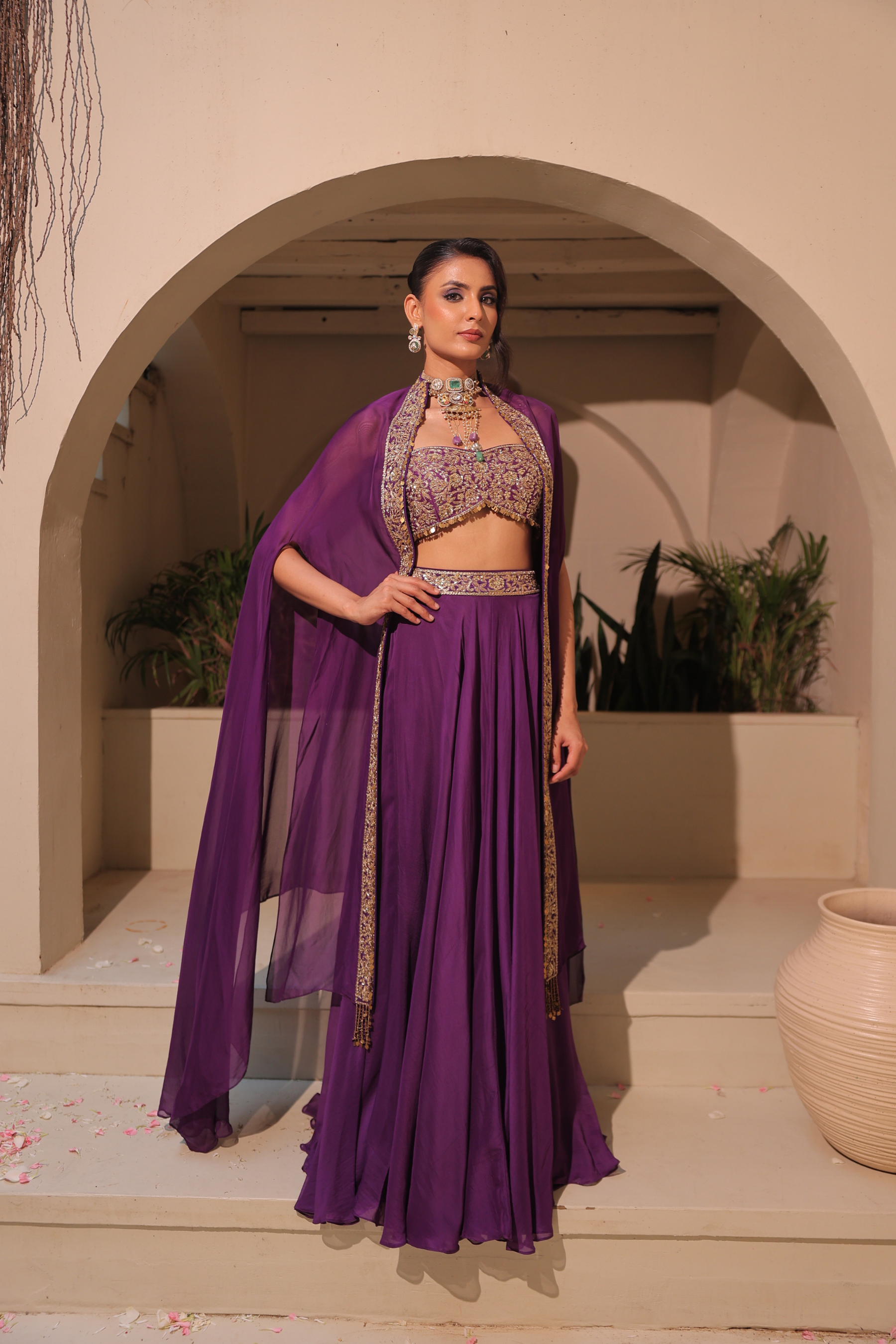 DHWANI – Deep Purple Lehenga with Cape DHWANI – Deep Purple Lehenga with Cape