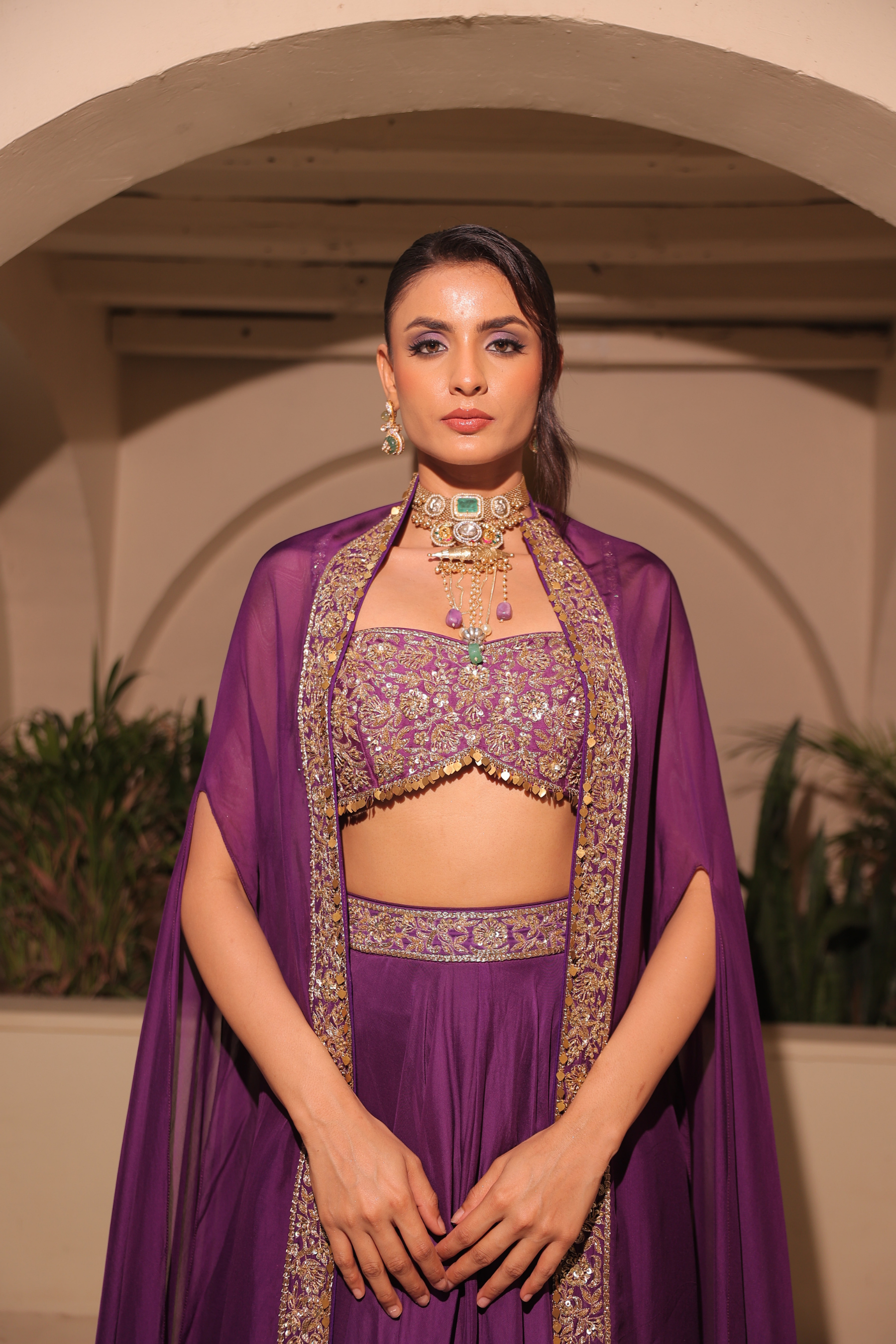 DHWANI – Deep Purple Lehenga with Cape DHWANI – Deep Purple Lehenga with Cape