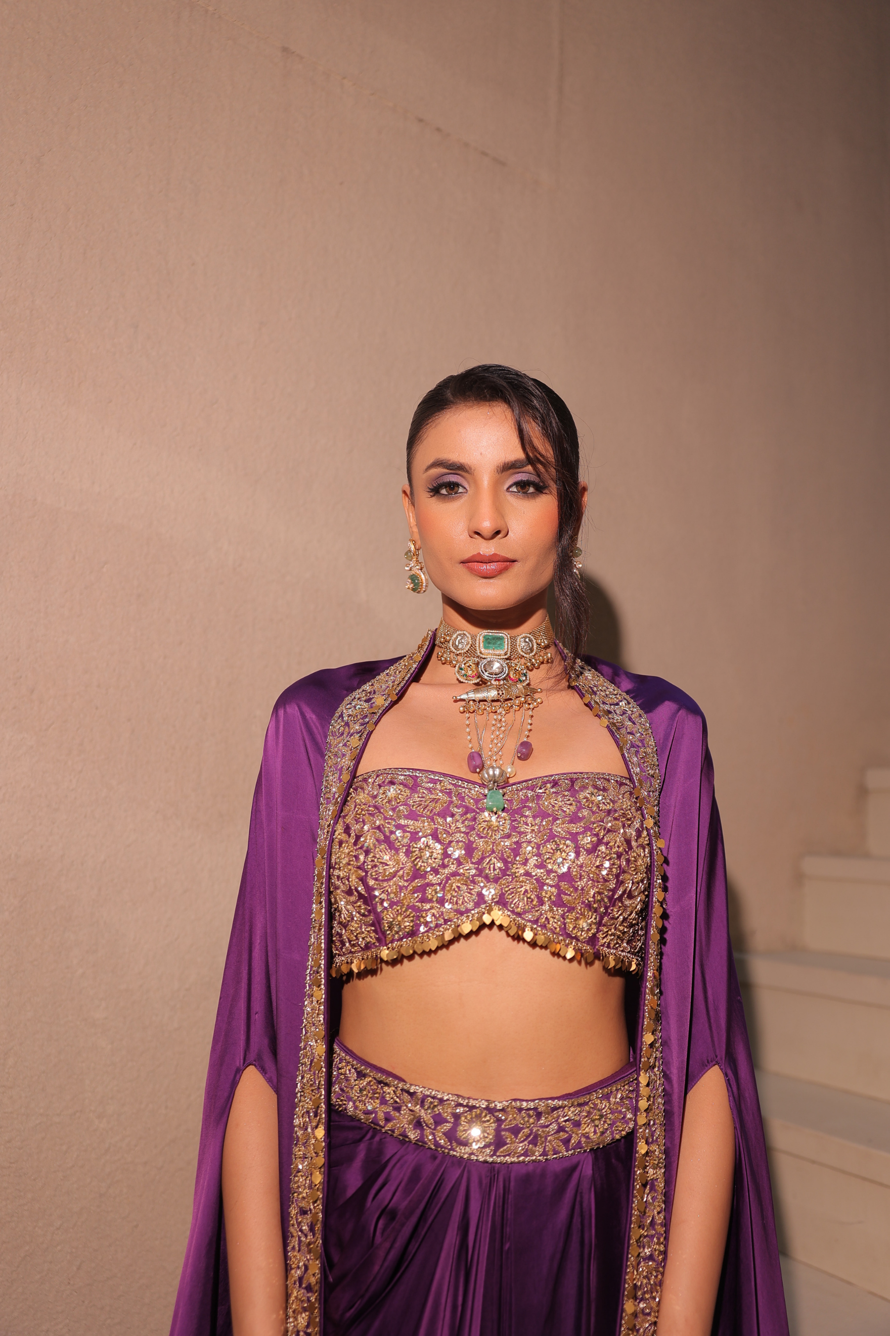 DHWANI – Deep Purple Lehenga with Cape DHWANI – Deep Purple Lehenga with Cape