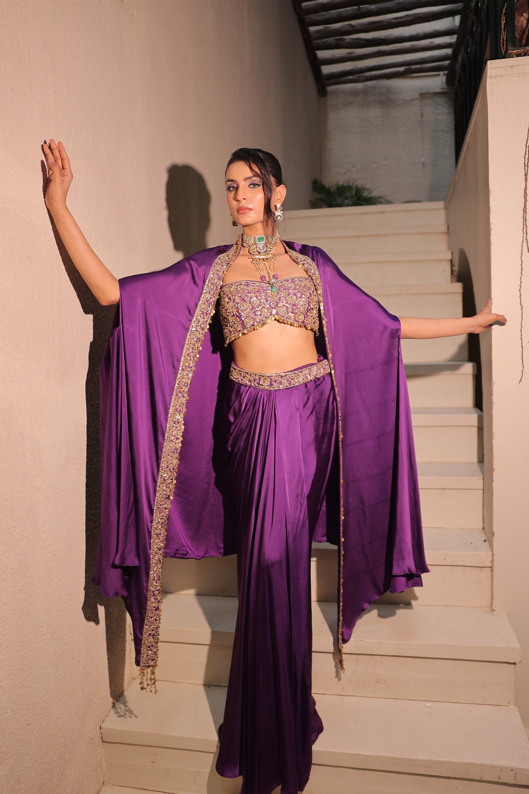 DHWANI WRAP – Deep Purple Cape Wrap Set DHWANI WRAP – Deep Purple Cape Wrap Set