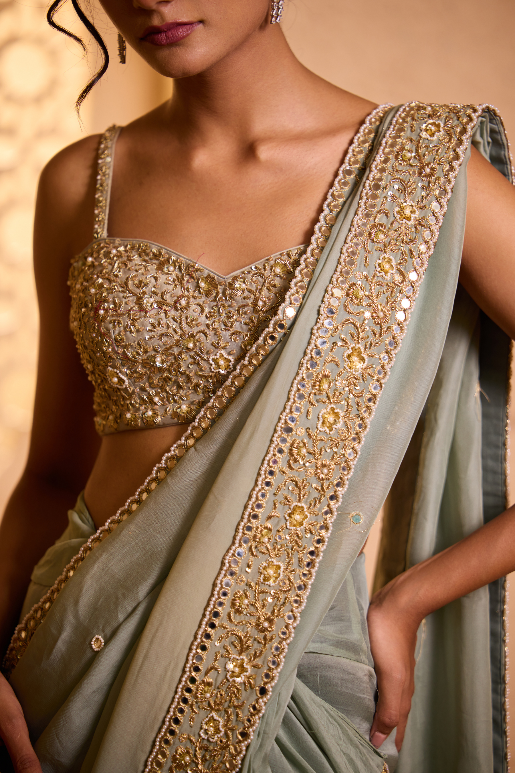 SAFAR – Sage Green Zardozi Saree SAFAR – Sage Green Zardozi Saree