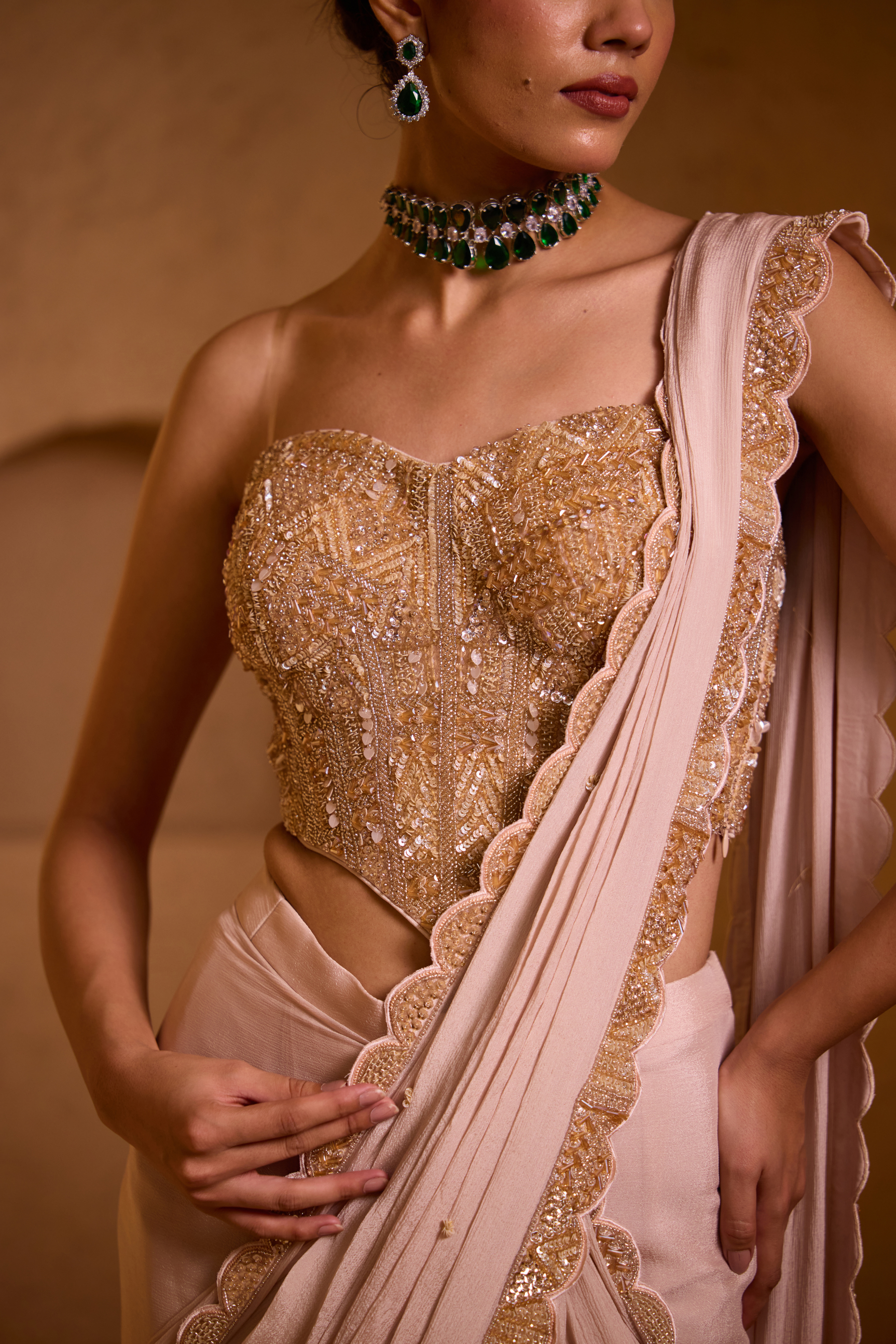 VERVE – Almond Gold Pleated Saree VERVE – Almond Gold Pleated Saree