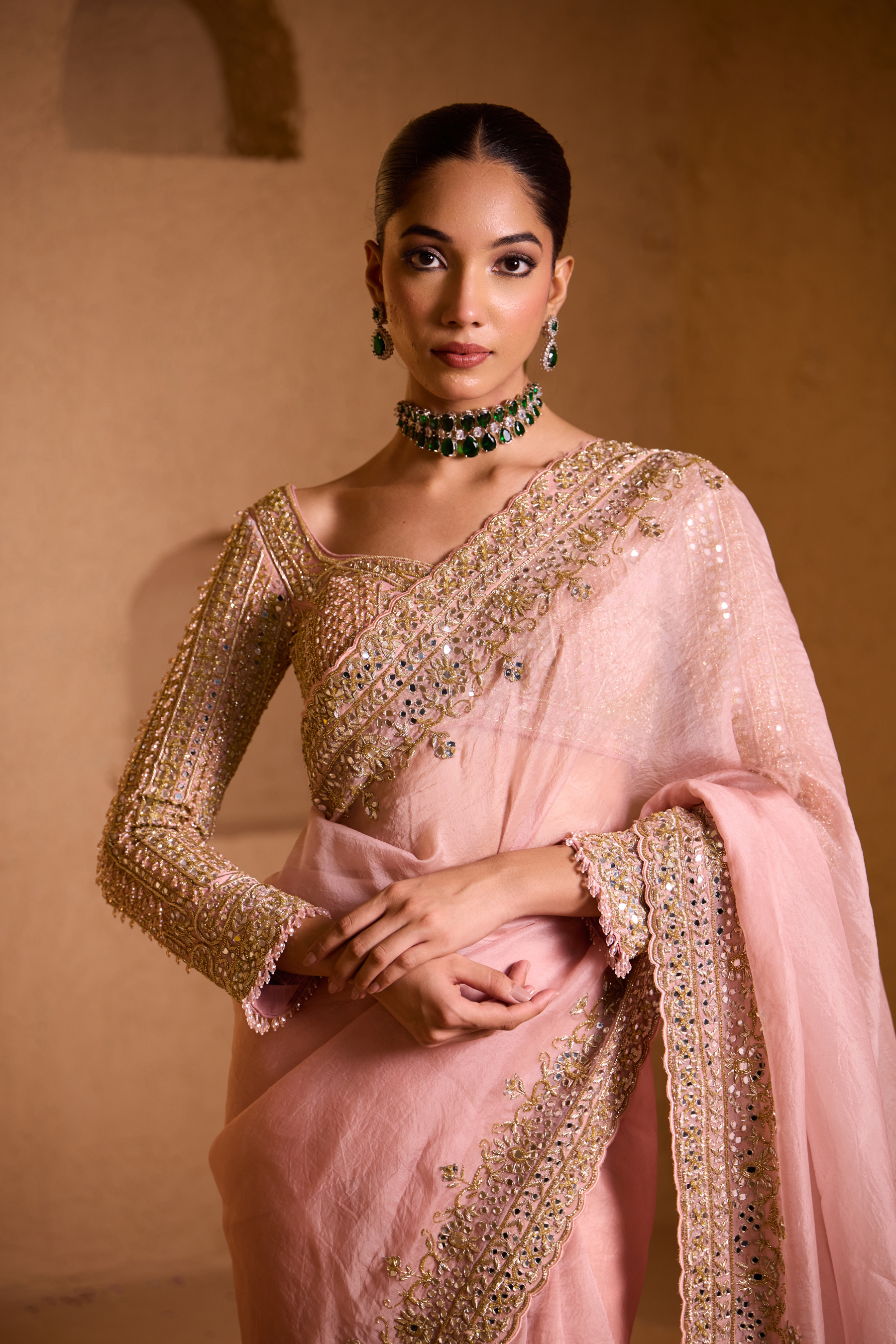 CHANDRIMA – Blush Pink Silk Organza Saree CHANDRIMA – Blush Pink Silk Organza Saree