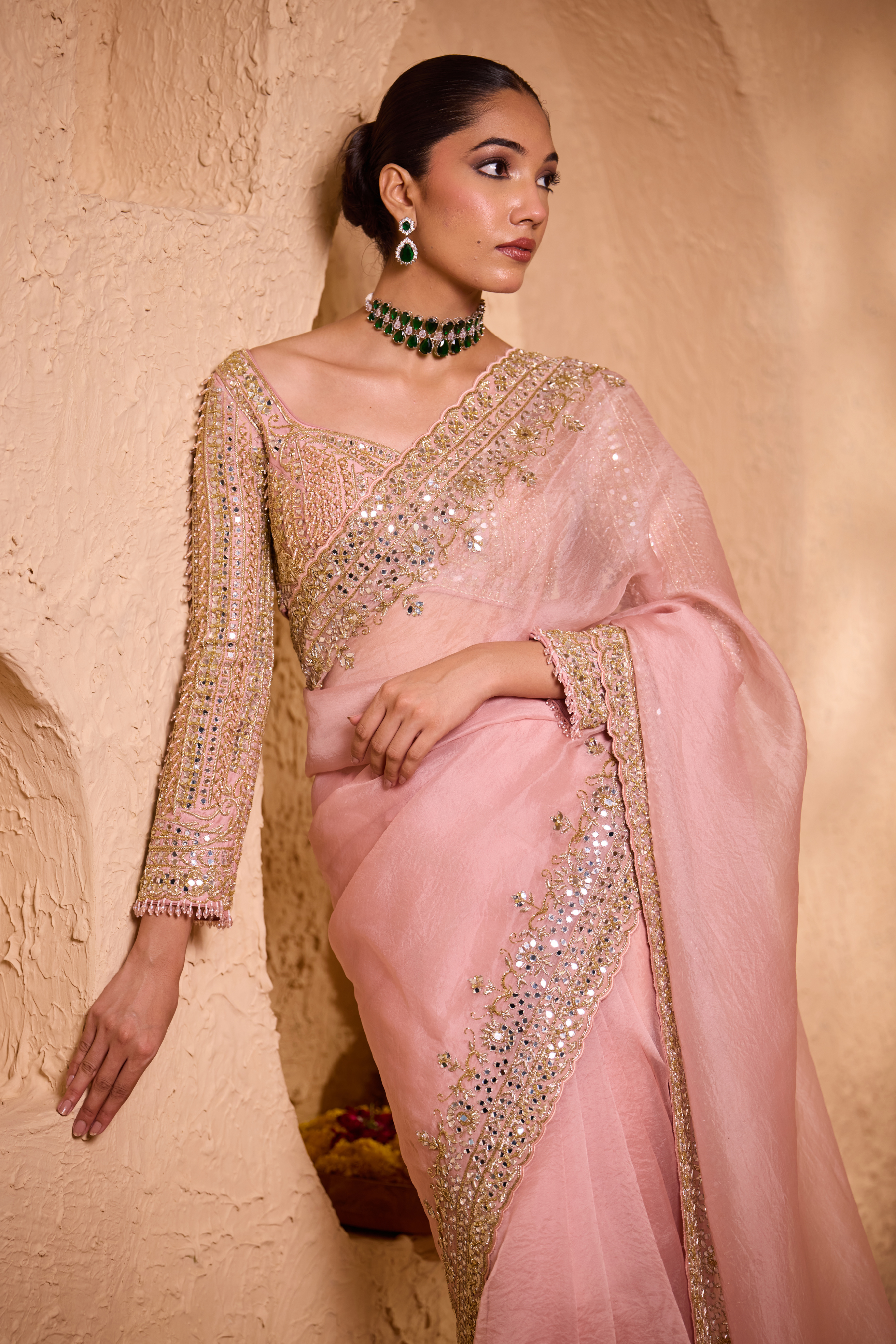 CHANDRIMA – Blush Pink Silk Organza Saree CHANDRIMA – Blush Pink Silk Organza Saree