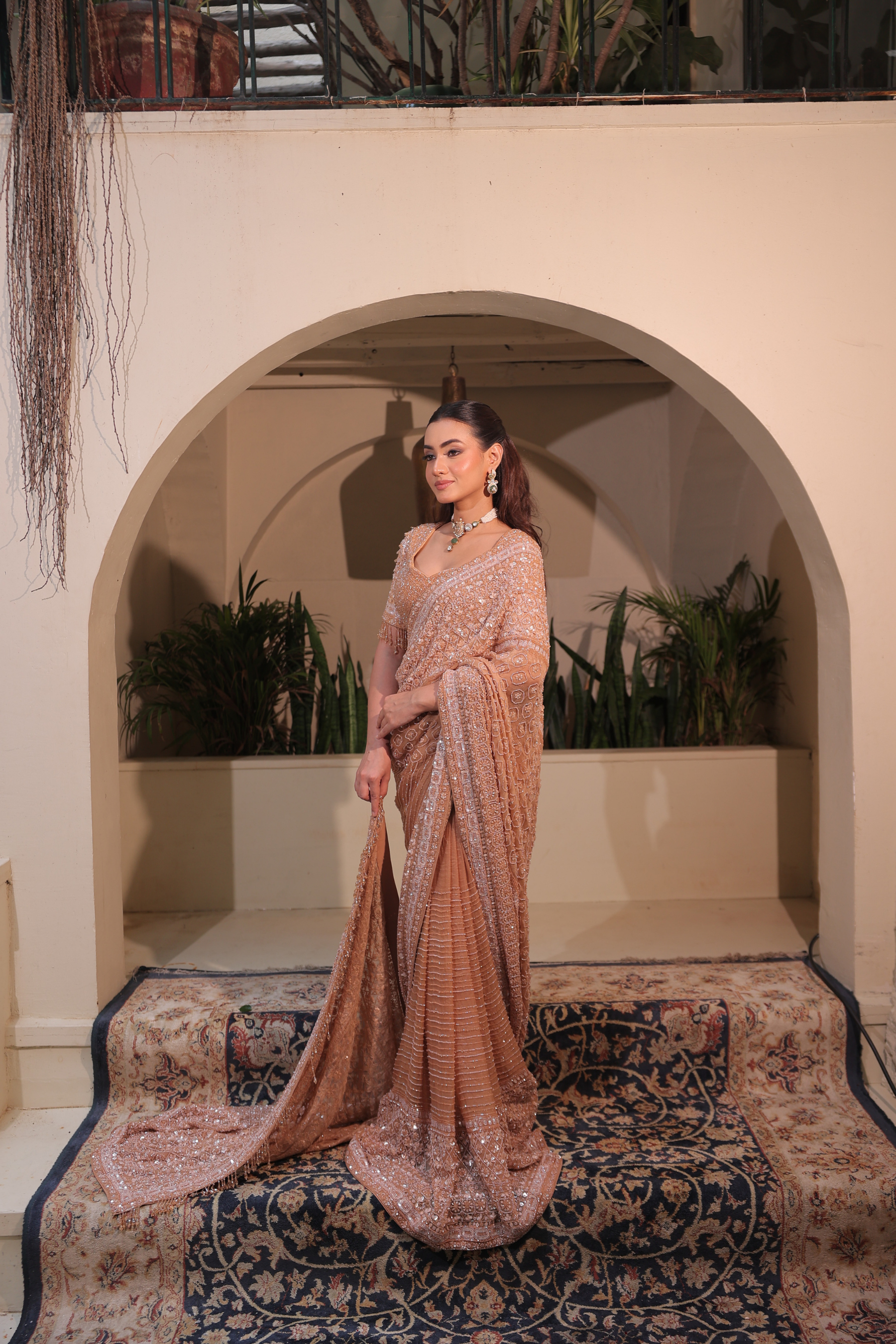 MEHER – Beige Gold Bridal Saree MEHER – Beige Gold Bridal Saree