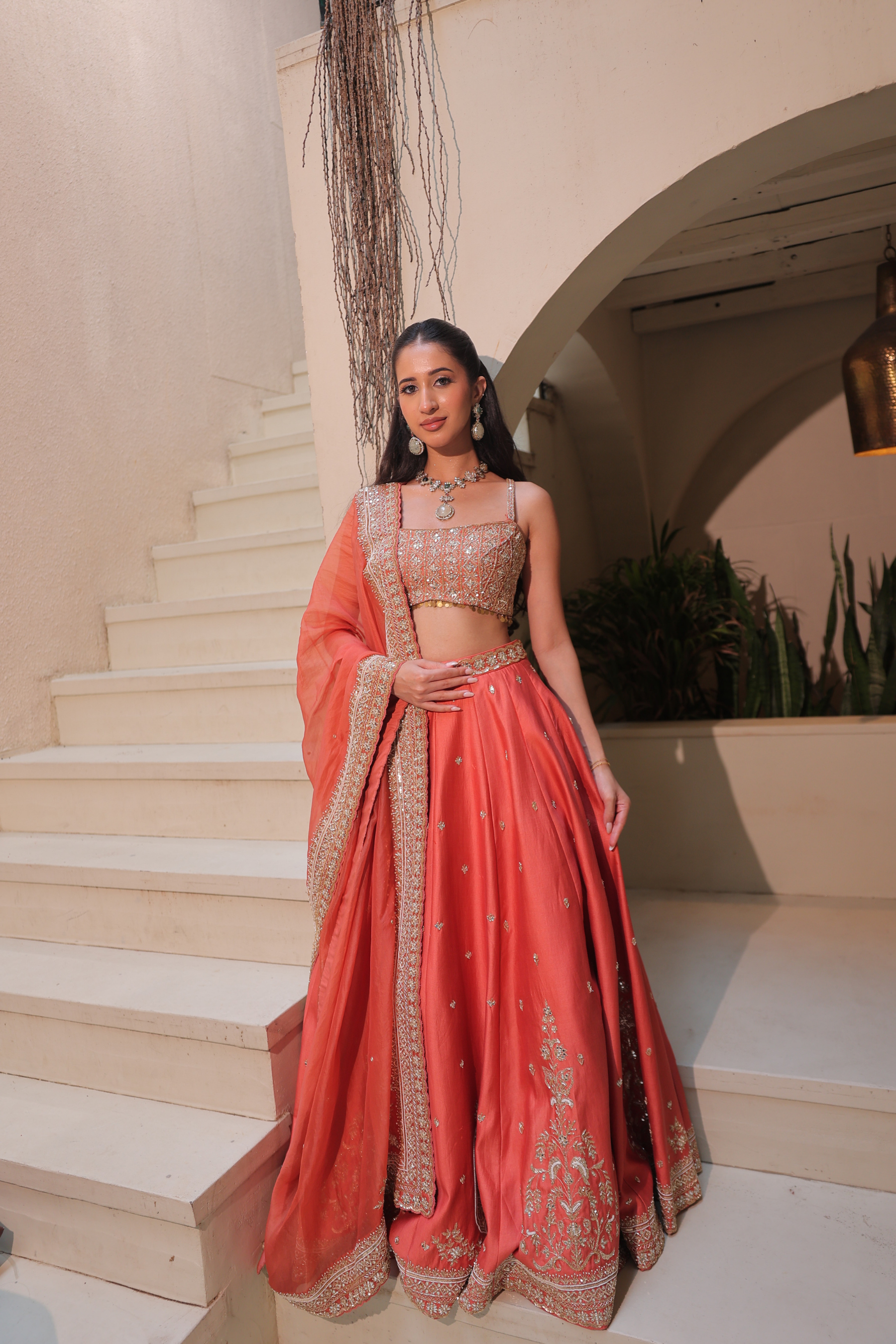 MEHFIL – Coral Orange Zardozi Lehenga MEHFIL – Coral Orange Zardozi Lehenga