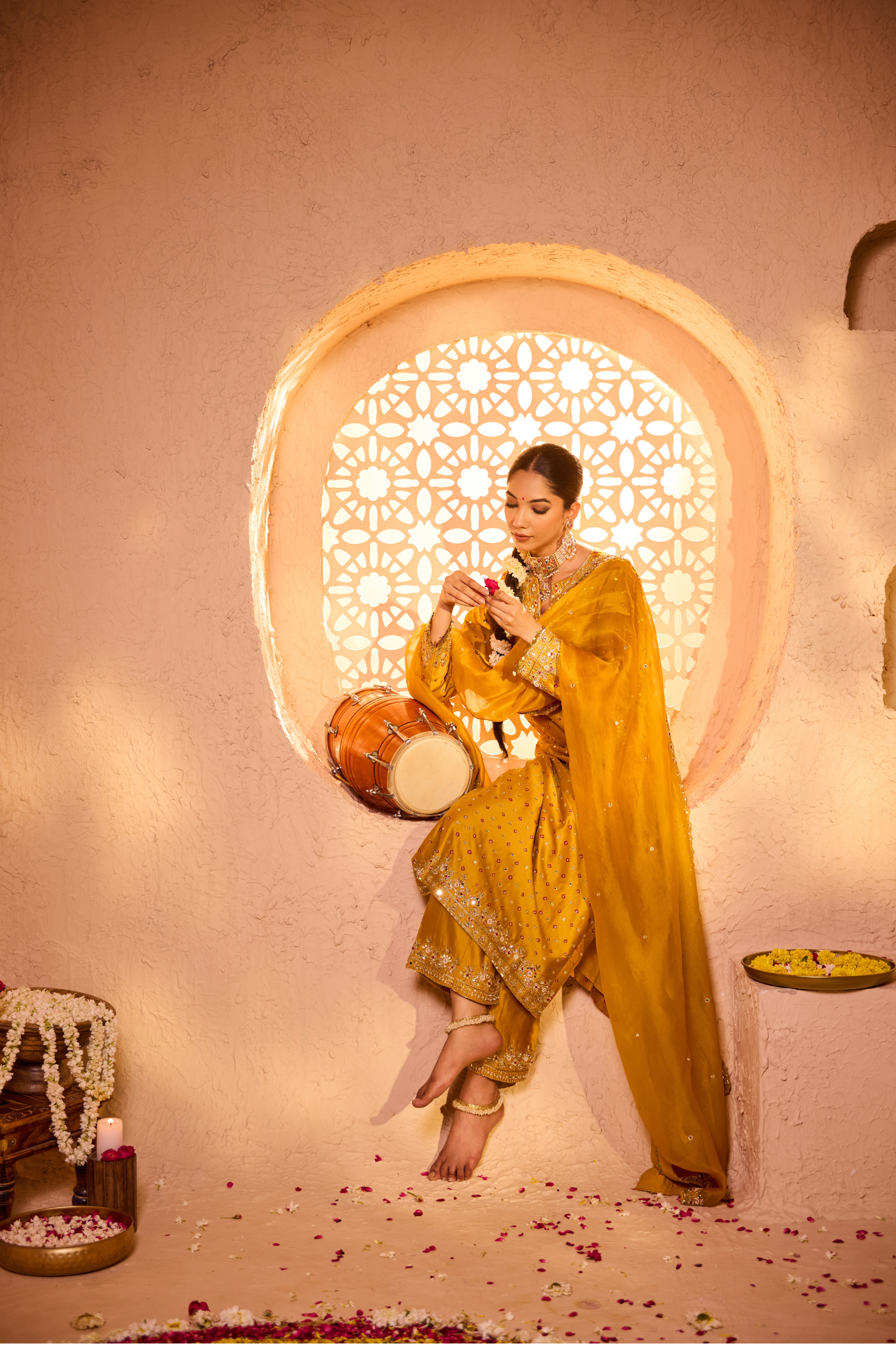 SAANJH – Sunset Mustard Silk Chanderi Kurta Set SAANJH – Sunset Mustard Silk Chanderi Kurta Set