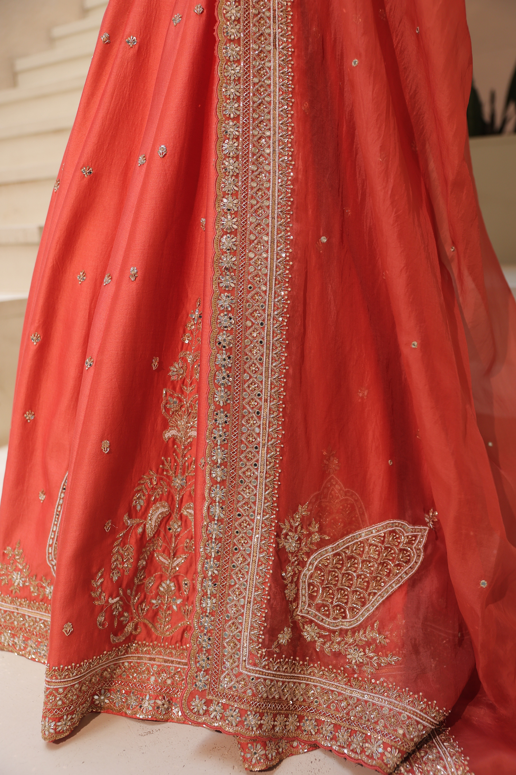 MEHFIL – Coral Orange Zardozi Lehenga MEHFIL – Coral Orange Zardozi Lehenga