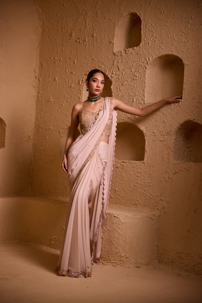 VERVE – Almond Gold Pleated Saree VERVE – Almond Gold Pleated Saree