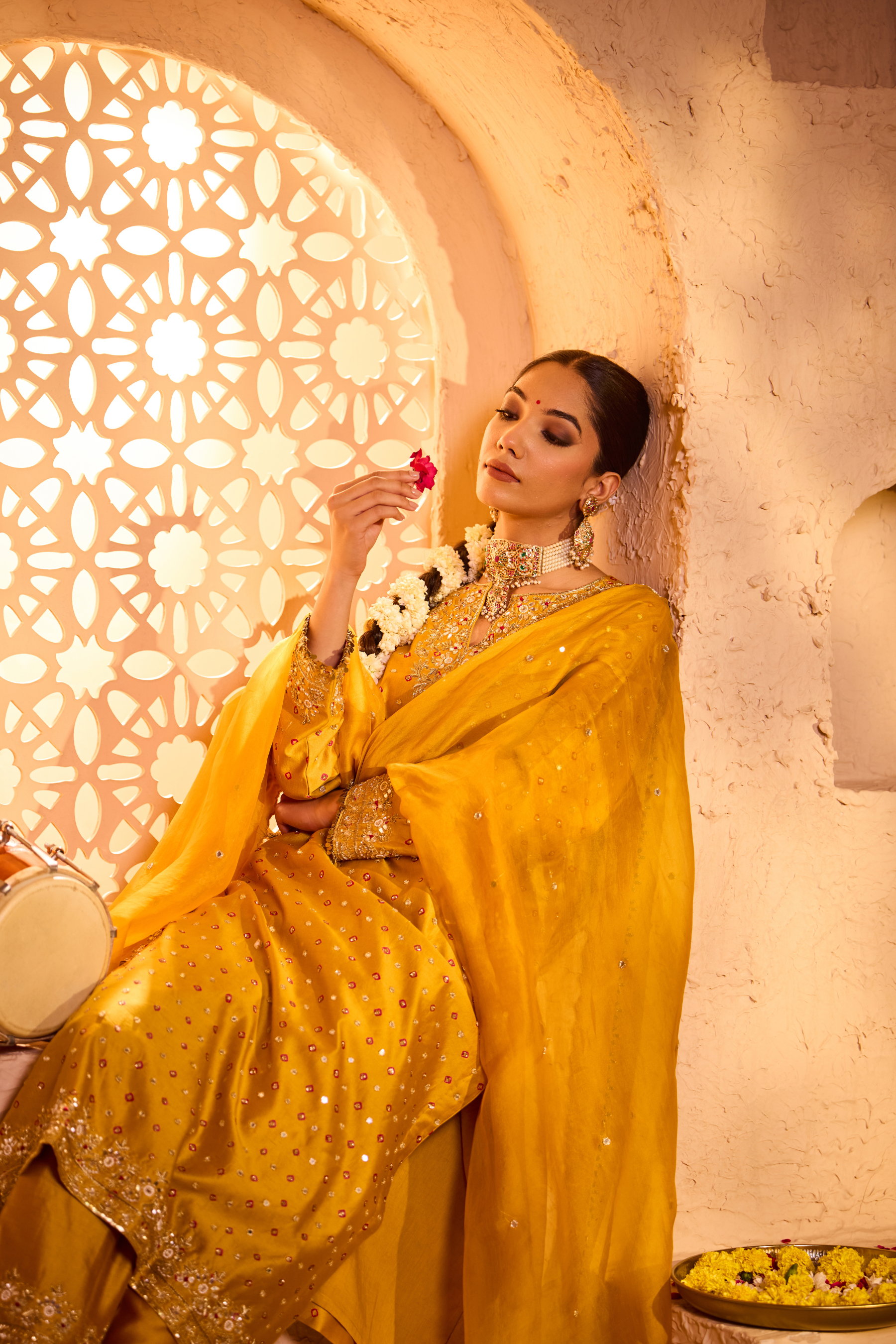 SAANJH – Sunset Mustard Silk Chanderi Kurta Set