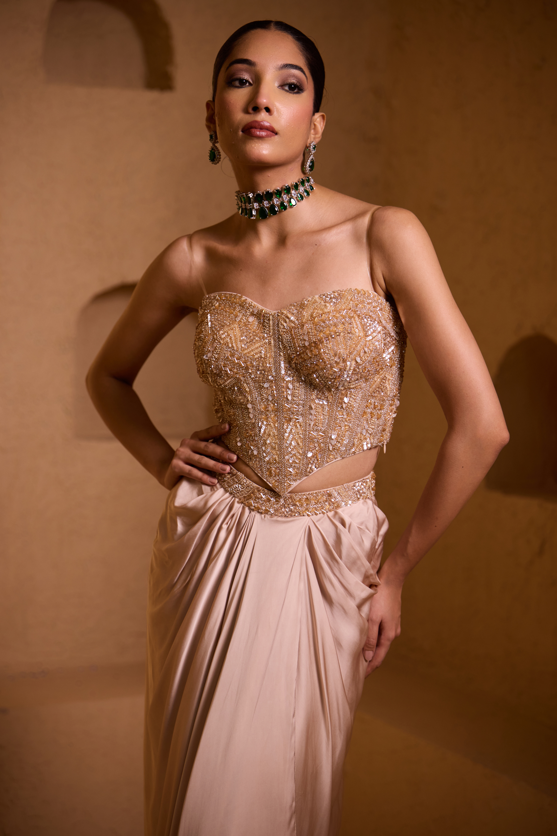 MIRAGE – Almond Gold Corset Wrap Set