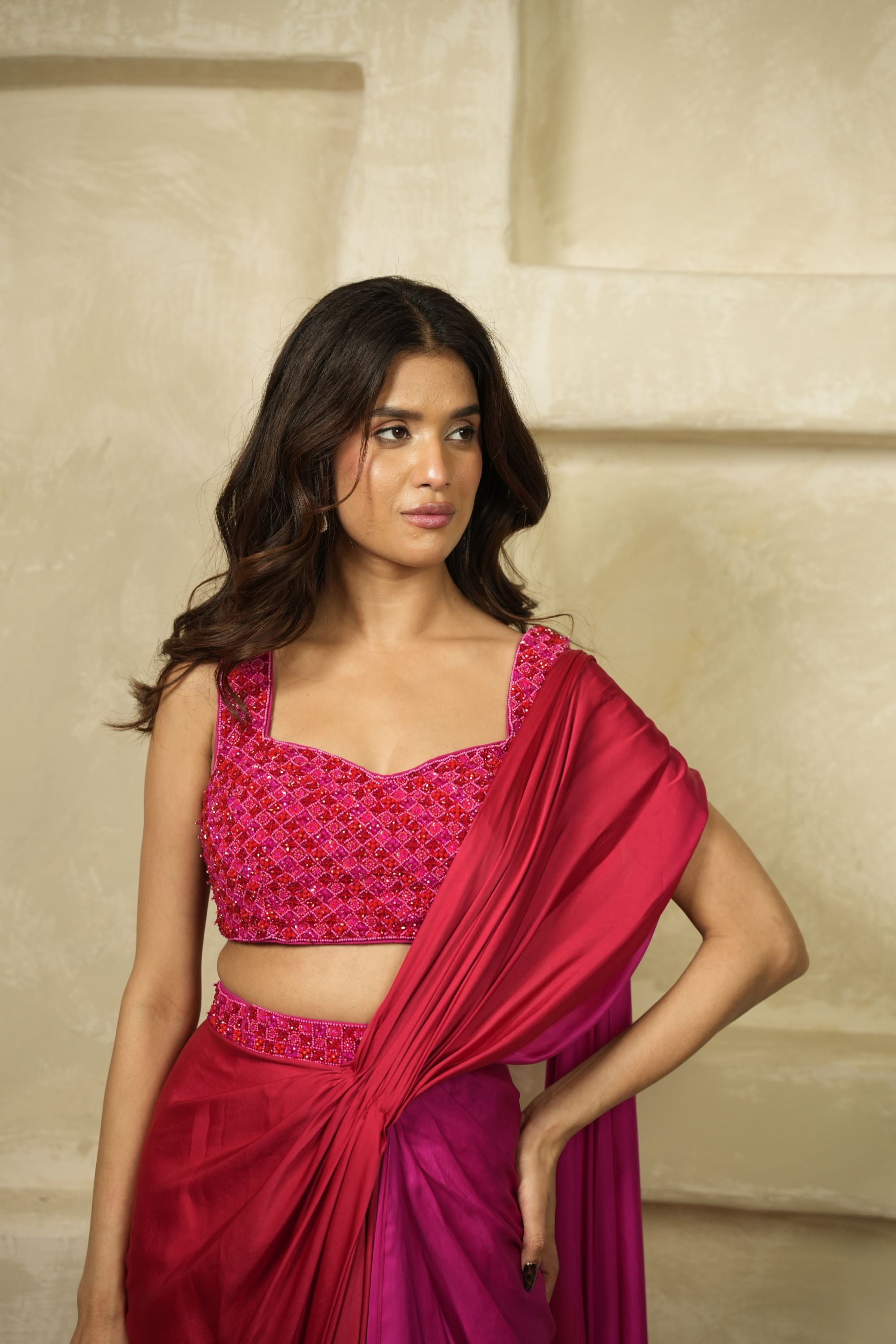 BERRY BLUSH DRAPE SAREE