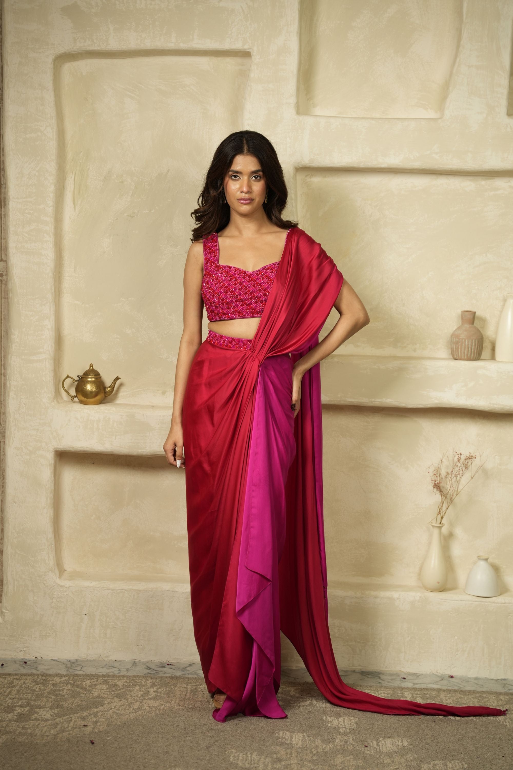 BERRY BLUSH DRAPE SAREE