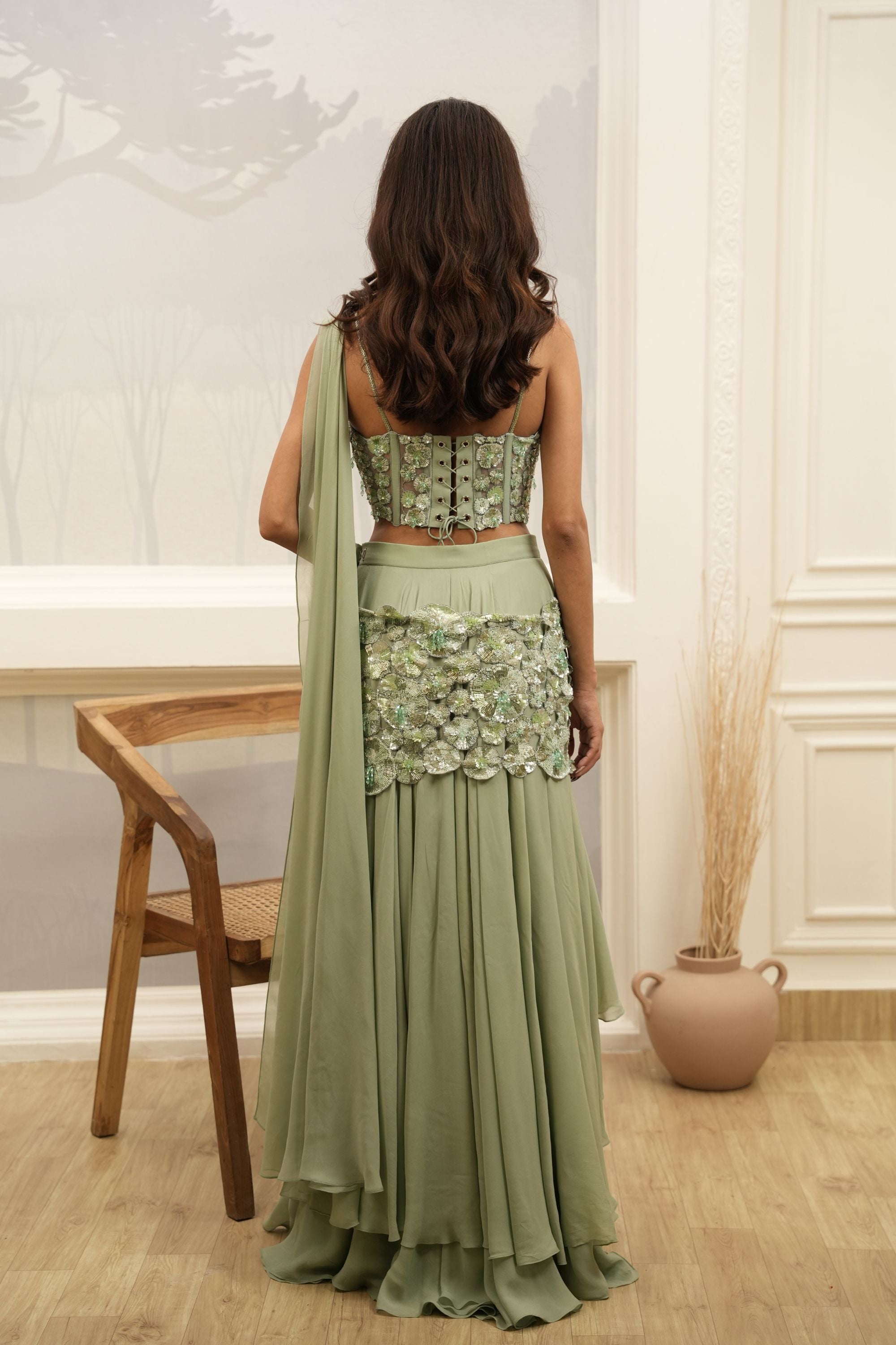 SAGE VEIL DRAPE SAREE