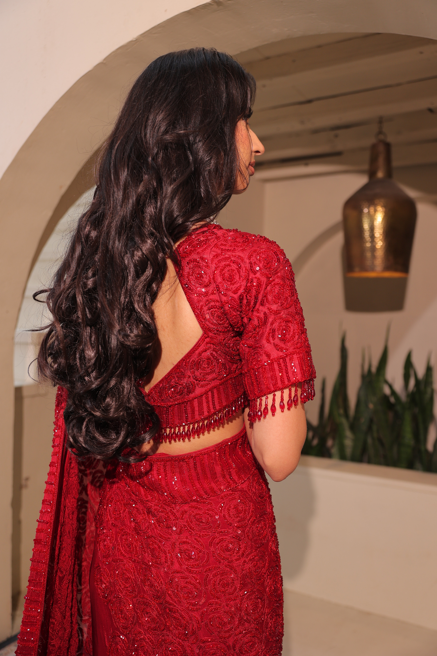 GULABO BRIDAL – Deep Cherry Red Silk Saree