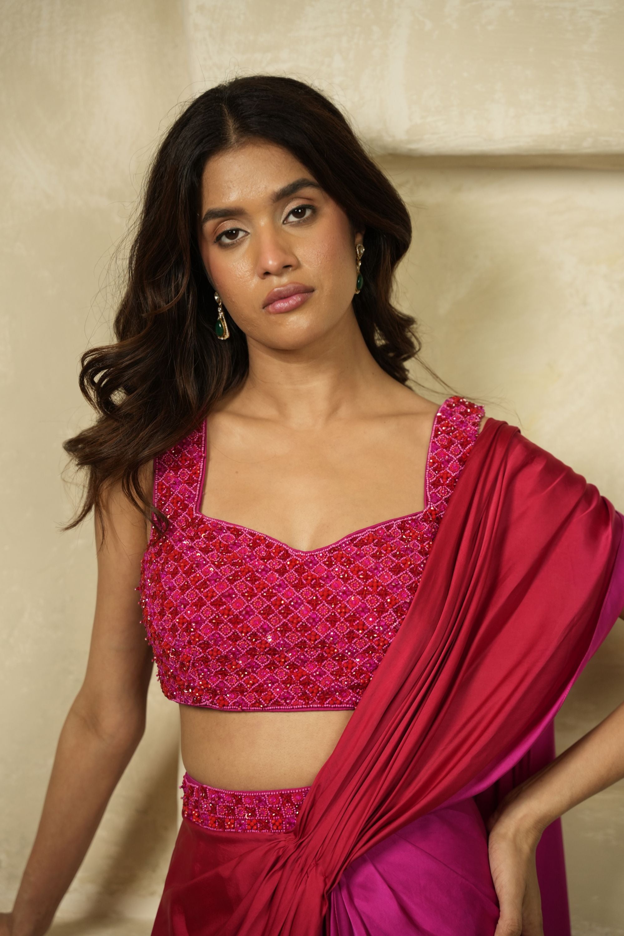 BERRY BLUSH DRAPE SAREE