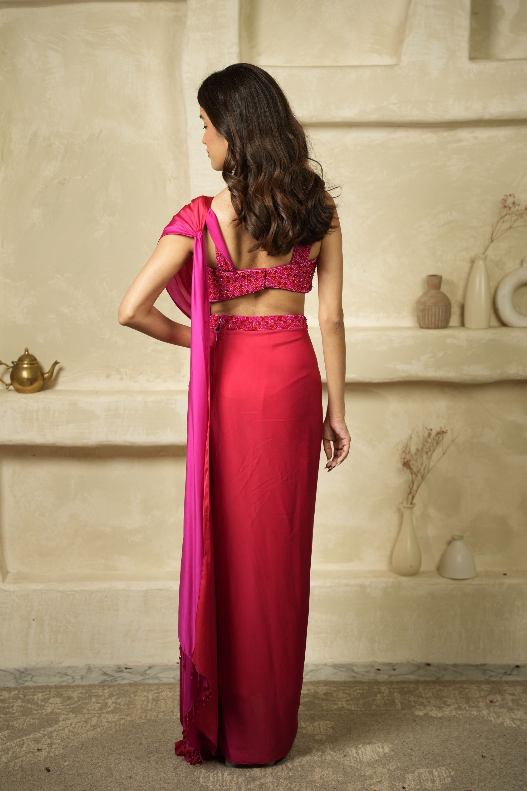 BERRY BLUSH DRAPE SAREE